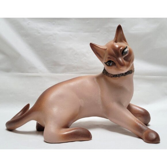Unbranded Other - Vintage Ceramic 5" Tall Siamese Cat Figurine with Blue Eyes